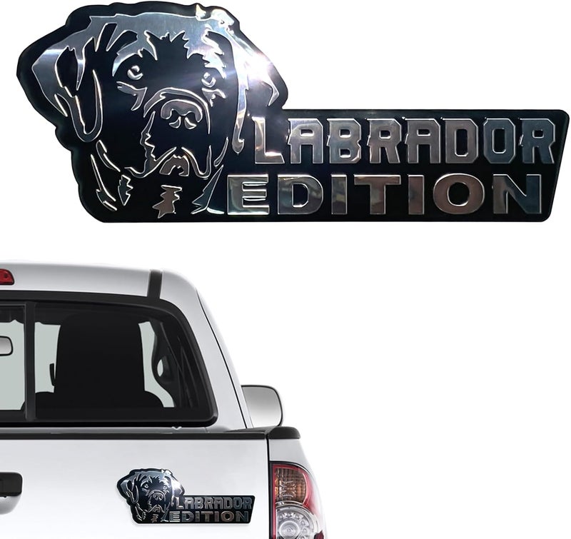 Queenik Dog Edition 3D Car Badge, Laser Cutting Metal Emblem, Cute Dogs Decals (Labrador) - Image 1